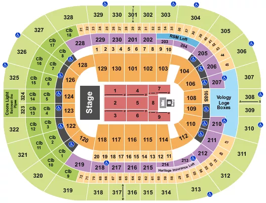 ENDSTAGE WITH B STAGE Seating Map Seating Chart
