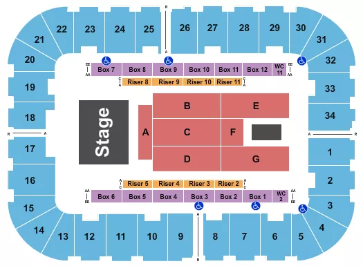 ENDSTAGE FLR A G Seating Map Seating Chart