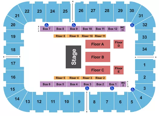 ENDSTAGE FLR D E Seating Map Seating Chart