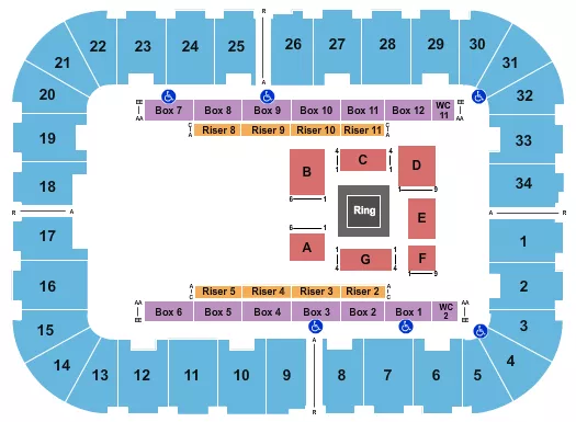WRESTLING AEW Seating Map Seating Chart