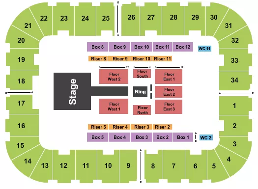 WWE 2 Seating Map Seating Chart