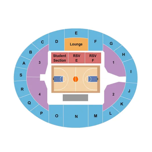 BERNARD G JOHNSON COLISEUM BASKETBALL Seating Map Seating Chart