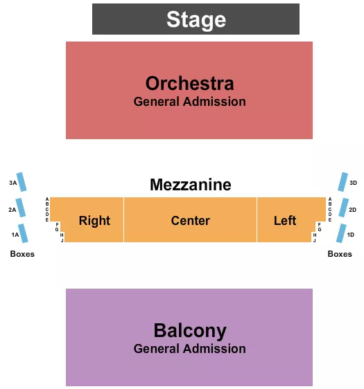 GA ORCH BALC RSV MEZZ Seating Map Seating Chart