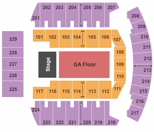 ENDSTAGE GA FLOOR Seating Map Seating Chart