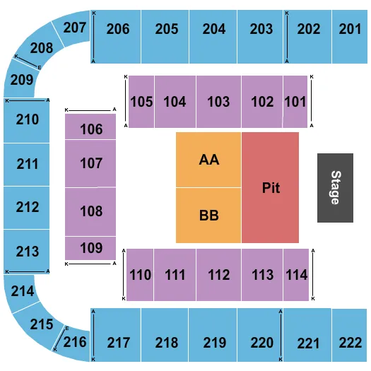 ENDSTAGE PIT Seating Map Seating Chart