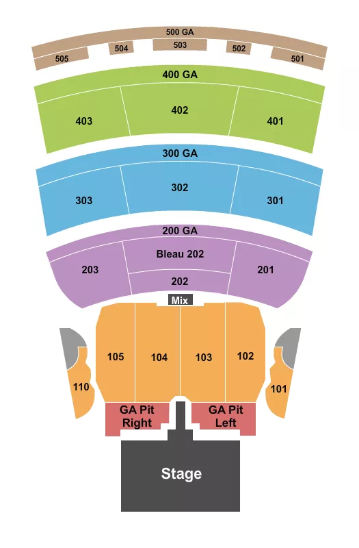 ENDSTAGE GA PITS W CATWALK Seating Map Seating Chart