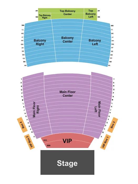 ENDSTAGE W VIP Seating Map Seating Chart