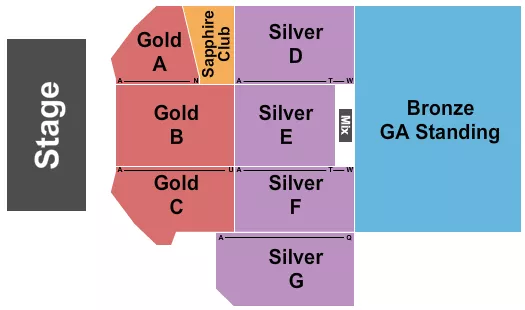 ENDSTAGE GOLD SILVER BRONZE W SAPHIRE CLUB Seating Map Seating Chart
