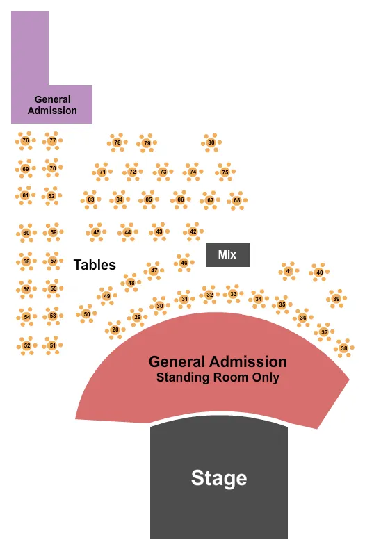 ENDSTAGE SRO Seating Map Seating Chart
