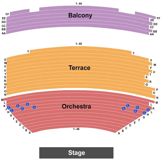BOLOGNA PERFORMING ARTS CENTER DELTA STATE UNIVERSITY END STAGE Seating Map Seating Chart