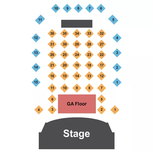 BOOT BARN HALL AT BOURBON BROTHERS GA ENDSTAGE TABLES 3 Seating Map Seating Chart