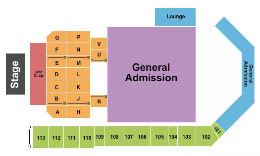 ENDSTAGE GOLD CIRCLE RESERVED GA Seating Map Seating Chart