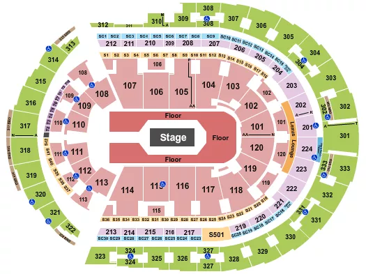 CENTER STAGE GA FLOOR Seating Map Seating Chart