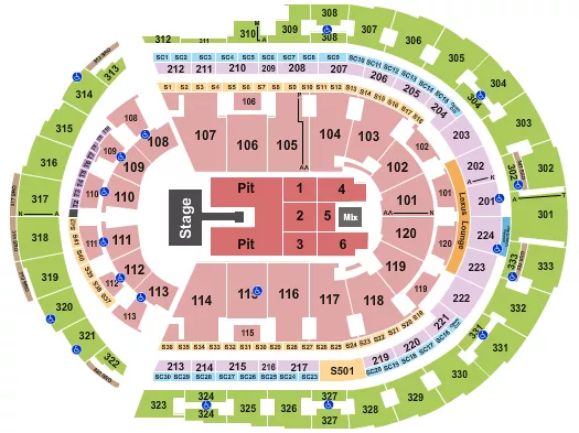 ENDSTAGE PIT W CATWALK Seating Map Seating Chart