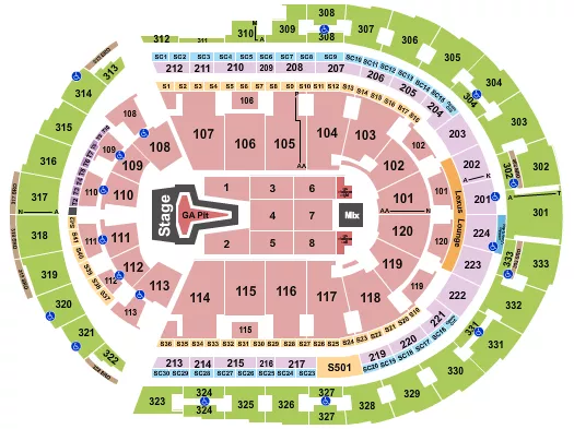 PHIL WICKHAM Seating Map Seating Chart