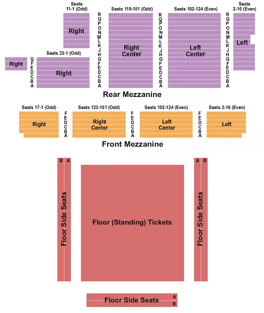BROADWAY THEATRE NEW YORK ENDSTAGE GA FLOOR Seating Map Seating Chart