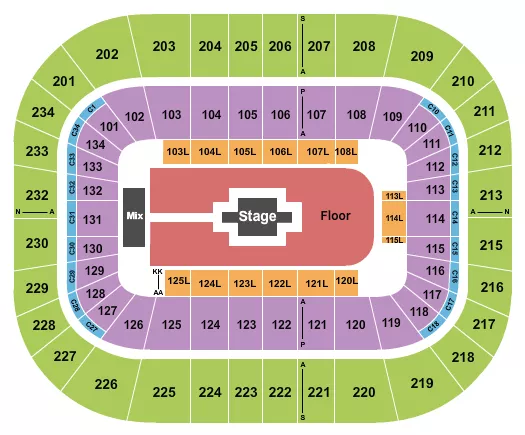 CENTER STAGE 1 Seating Map Seating Chart