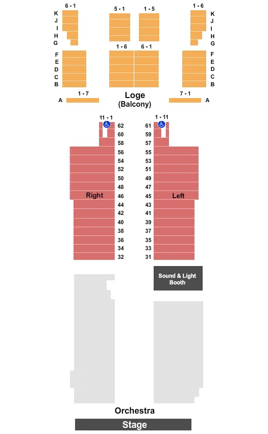 ENDSTAGE HALF ORCH Seating Map Seating Chart