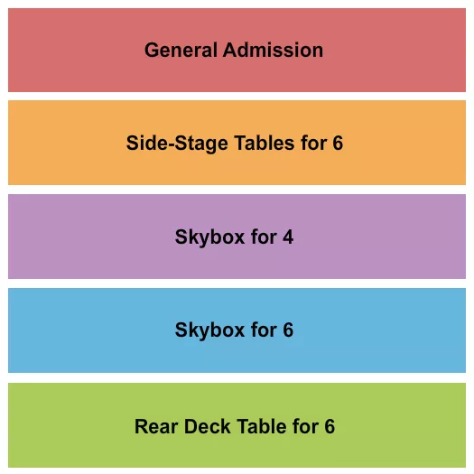 BUCKS BACKYARD GA SIDE STAGE SKY BOX REAR DECK Seating Map Seating Chart