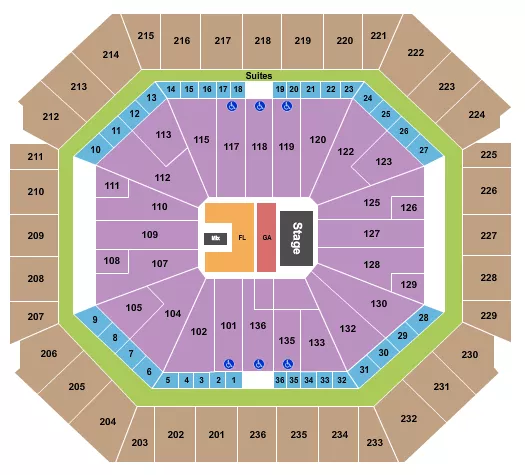 ENDSTAGE GA FLR Seating Map Seating Chart