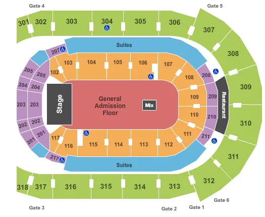 END STAGE GA FLOOR Seating Map Seating Chart