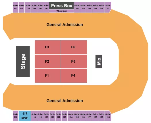 END STAGE GENERAL ADMISSION Seating Map Seating Chart