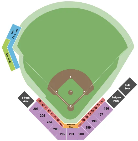 MCCU FIELD AT CO BROWN STADIUM BASEBALL Seating Map Seating Chart