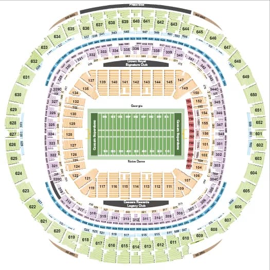 FOOTBALL SUGAR BOWL RW Seating Map Seating Chart