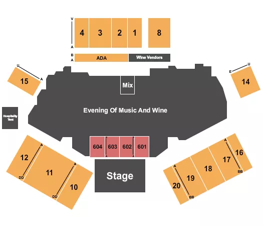 CALIFORNIA MID STATE FAIR GROUNDS ENDSTAGE OPEN MIDDLE Seating Map Seating Chart