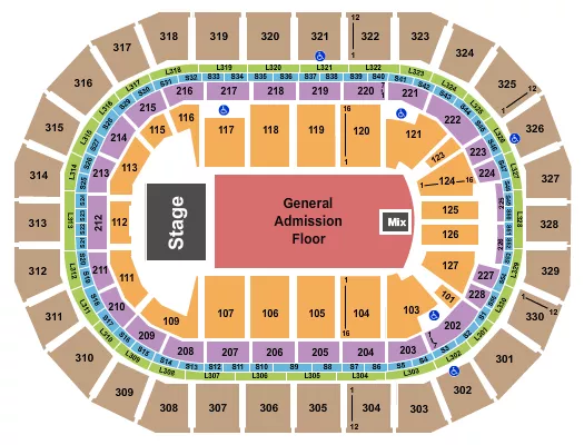 ENDSTAGE GA FLOOR Seating Map Seating Chart