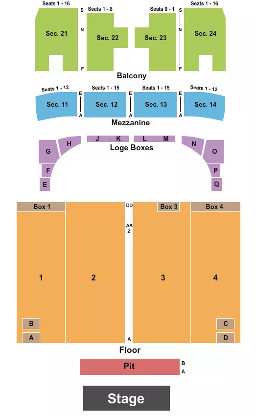 CAPITOL THEATRE WHEELING ENDSTAGE 4 Seating Map Seating Chart