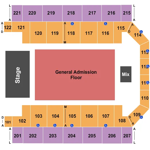 ENDSTAGE GA FLOOR Seating Map Seating Chart