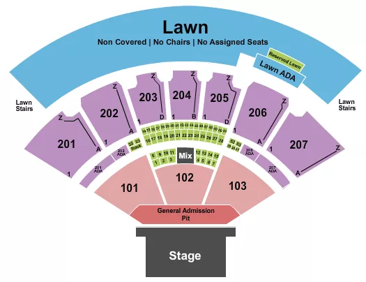CASCADES AMPHITHEATER WA ENDSTAGE GA PIT 2 Seating Map Seating Chart
