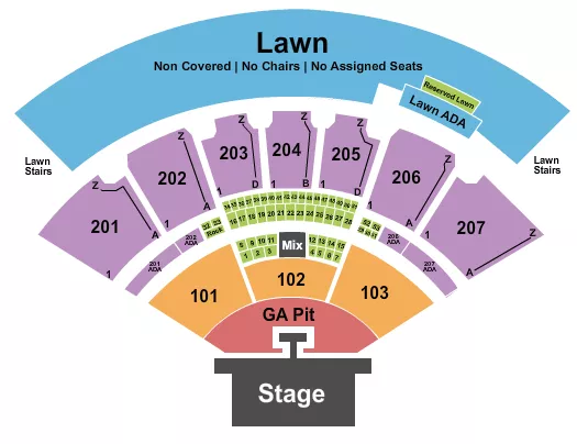 CASCADES AMPHITHEATER WA ENDSTAGE GA PIT W CATWALK Seating Map Seating Chart