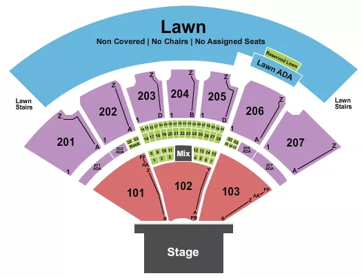 CASCADES AMPHITHEATER WA ENDSTAGE RSV LAWN Seating Map Seating Chart
