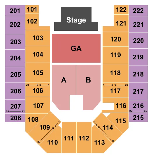 ENDSTAGE GA FLR RSVD Seating Map Seating Chart