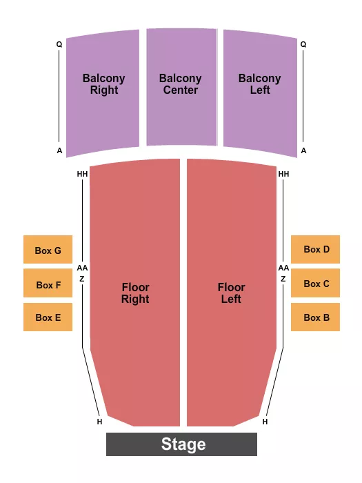 ENDSTAGE BOXES B D E G Seating Map Seating Chart