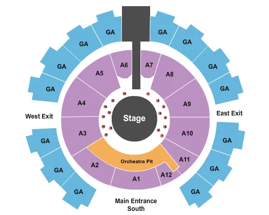 CELEBRITY THEATRE AZ CENTER STAGE RSV GA TABLES Seating Map Seating Chart