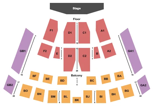 END STAGE Seating Map Seating Chart