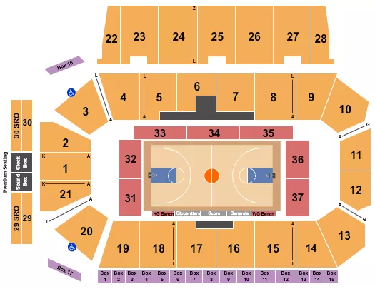 BASKETBALL GLOBETROTTERS Seating Map Seating Chart