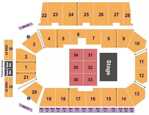 ENDSTAGE MIDDLE FLOOR Seating Map Seating Chart