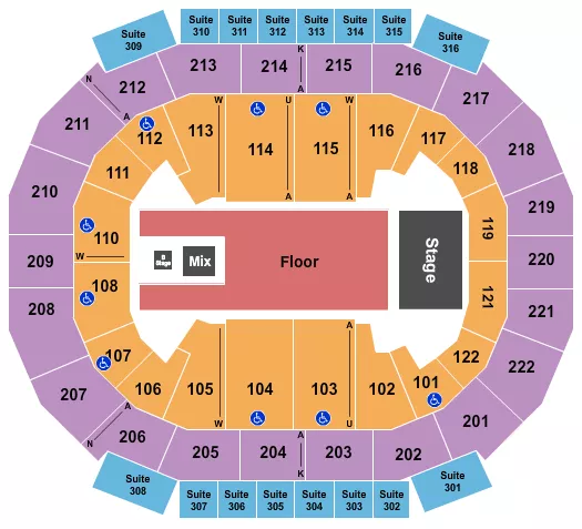 ENDSTAGE FLOOR W B STAGE Seating Map Seating Chart