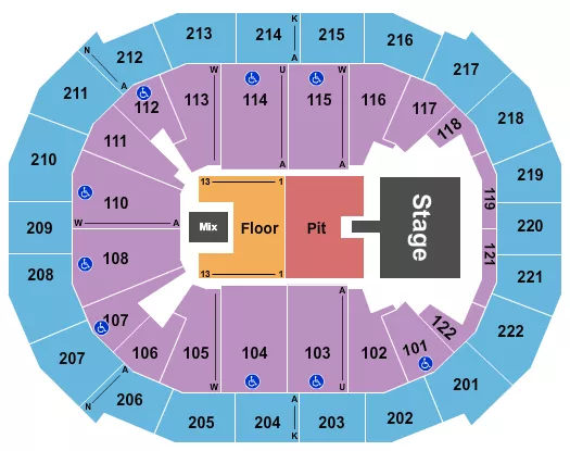 ENDSTAGE PIT W CATWALK Seating Map Seating Chart