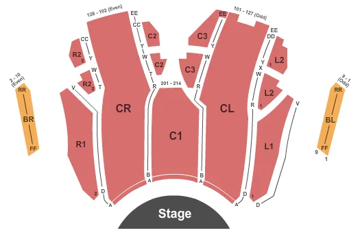 MAINSTAGE AT CHANDLER CENTER FOR THE ARTS AZ END STAGE Seating Map Seating Chart