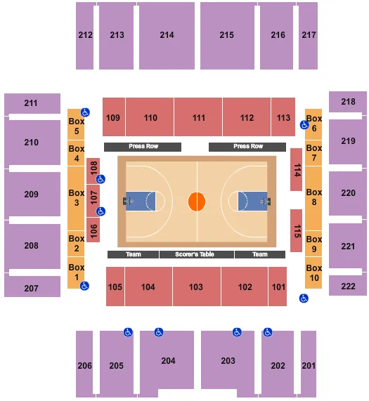 CHARLES E SMITH CENTER BASKETBALL Seating Map Seating Chart