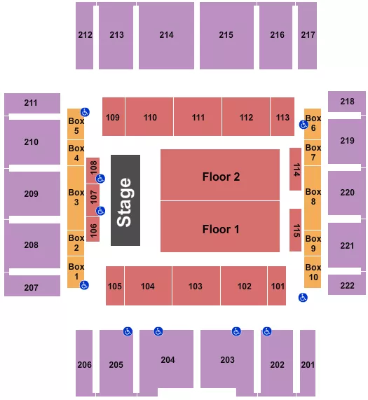 CHARLES E SMITH CENTER ENDSTAGE Seating Map Seating Chart
