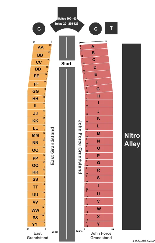 DRAG RACING Seating Map Seating Chart