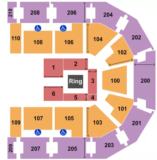 CHESAPEAKE EMPLOYERS INSURANCE ARENA TNA WRESTLING Seating Map Seating Chart