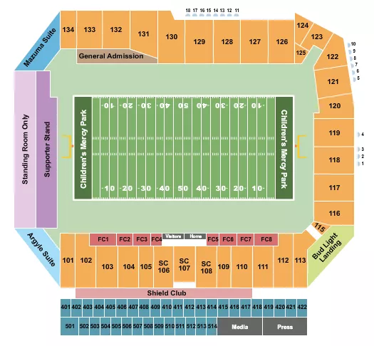 CHILDRENS MERCY PARK FOOTBALL 1 Seating Map Seating Chart
