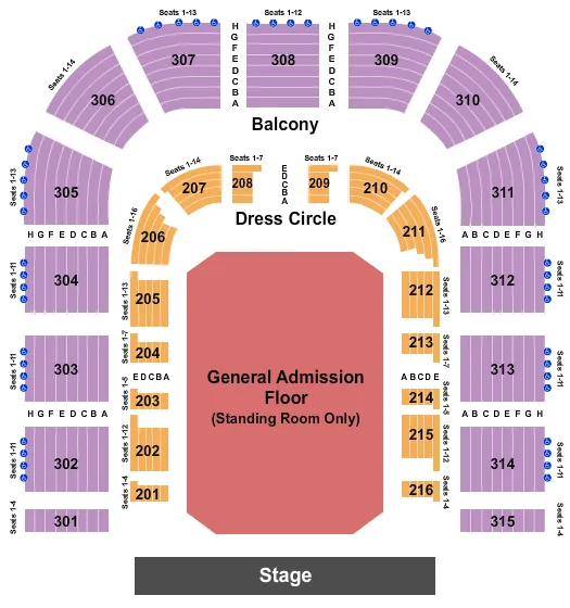ENDSTAGE GA FLOOR Seating Map Seating Chart